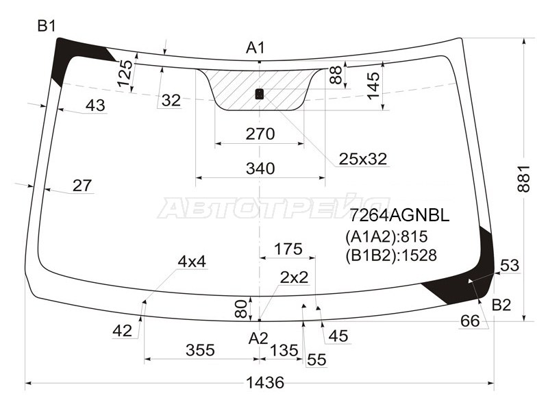 Стекло лобовое Renault Logan 04-16 / Dacia Logan 04-08 - RENAULT Logan 1 1 (2009-2016), Седан